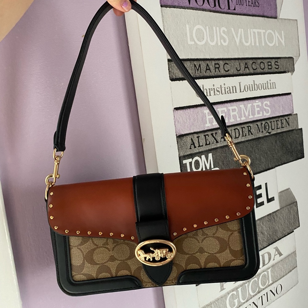 Coach shoulder bag tan, brown and black